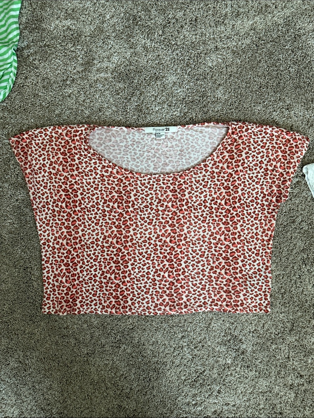 Forever 21 Red and Cream Leopard Print Crop Top